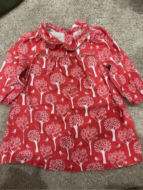 Baby Boden Red and White Tree Print Dress